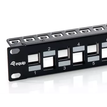 Equip 24-portový Keystone Cat.6A tienený patch panel, čierny