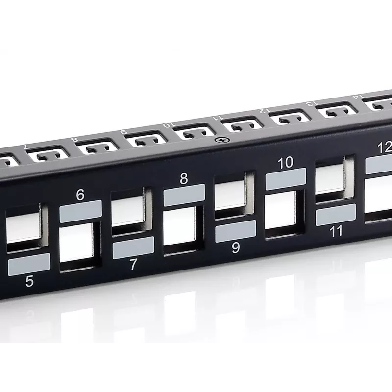 Equip 24-portový Keystone Cat.6A tienený patch panel, čierny