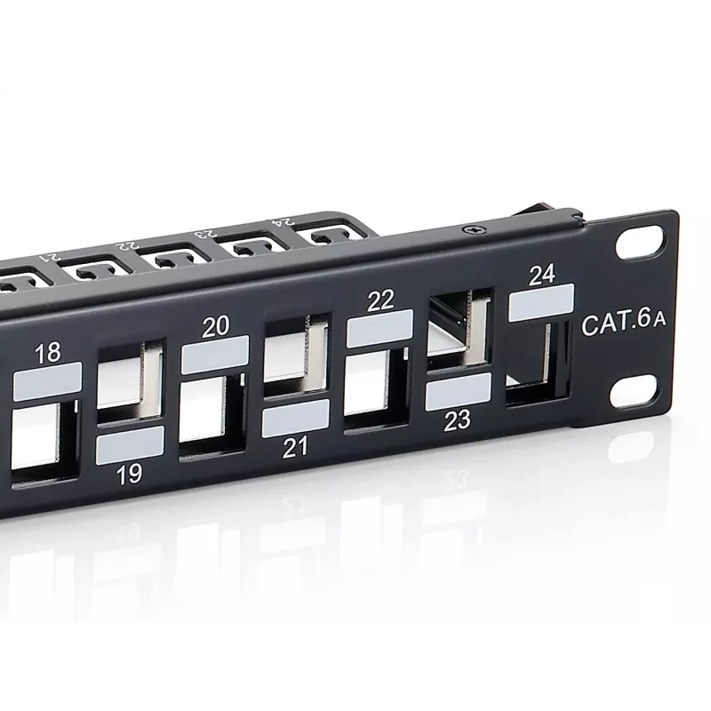 Equip 24-portový Keystone Cat.6A tienený patch panel, čierny
