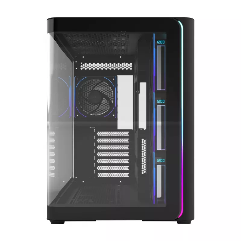 FSP M580-BP Plus počítačová skriňa Midi Tower, ATX/mATX/Mini-ITX, ARGB, tvrdené sklo, 4 ventilátory 120 mm, čierna