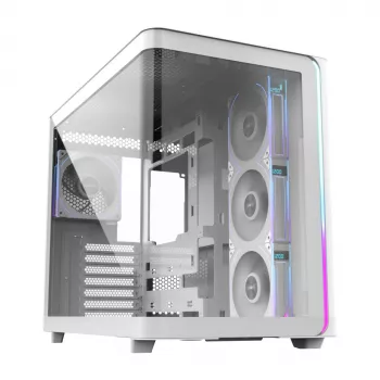 FSP M580-WP Plus skriňa Midi Tower mITX, mATX biela ARGB, Midi Tower, PC, biela, ATX, micro ATX, Mini-ITX, sklo, SPCC, 16 cm