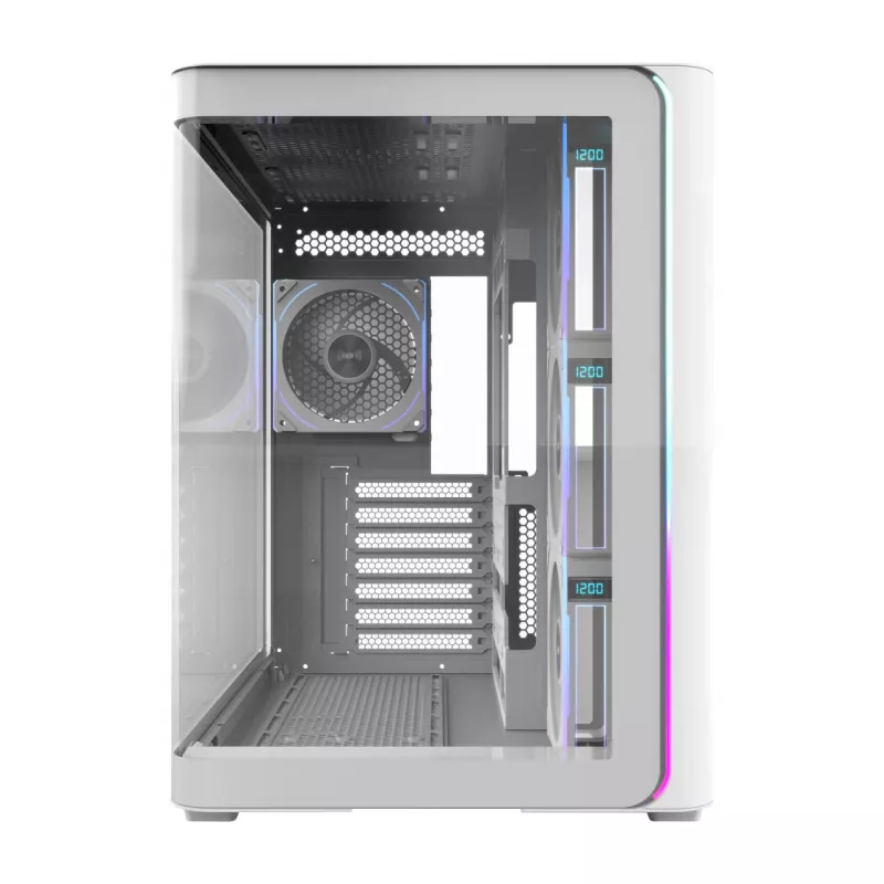 FSP M580-WP Plus počítačová skriňa Midi Tower, ATX, ARGB, tvrdené sklo, biela