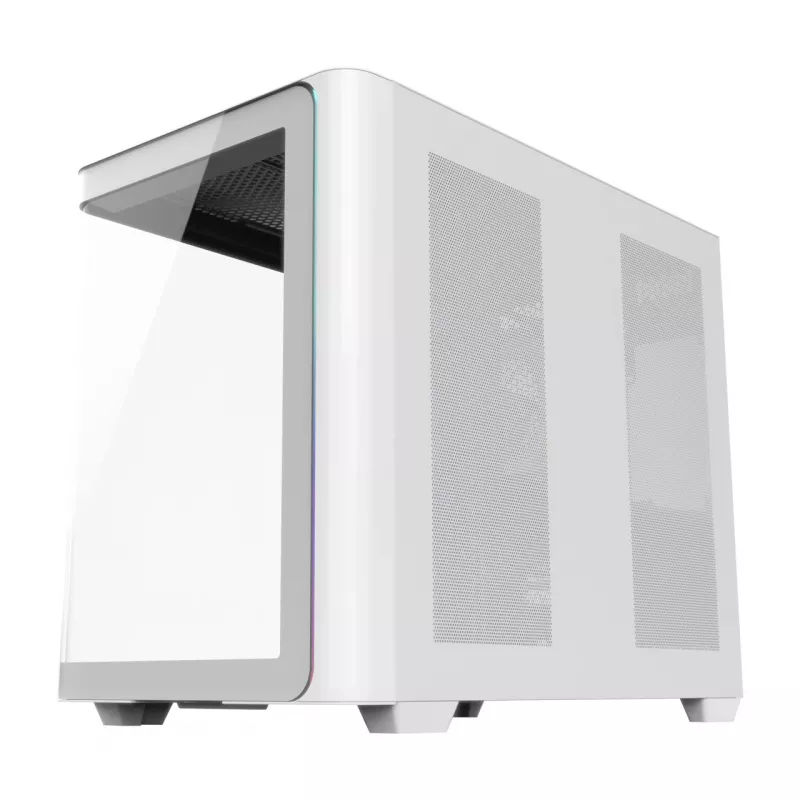 FSP M580-WP Plus počítačová skriňa Midi Tower, ATX, ARGB, tvrdené sklo, biela