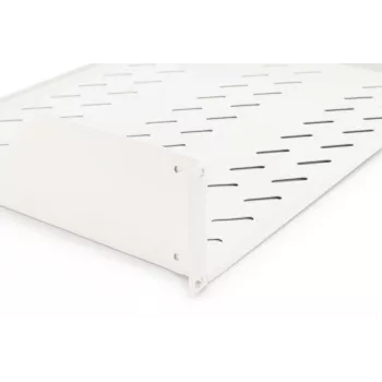 DIGITUS 2U racková montážna polica pevne namontovaná vetraná, farba sivá (RAL 7035), do 25 kg, 85x483x350 mm