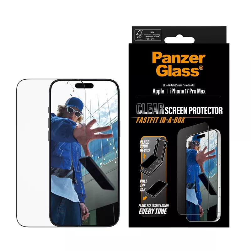 PanzerGlass ® ochranná fólia displeja iPhone 17 Pro Max | Ultra-Wide Fit s FASTFIT IN-A-BOX