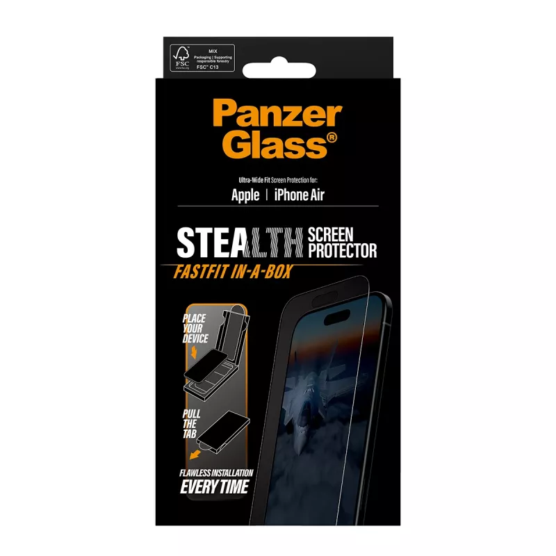 PanzerGlass ® Stealth ochranná fólia displeja iPhone Air | Ultra-Wide Fit s FASTFIT IN-A-BOX