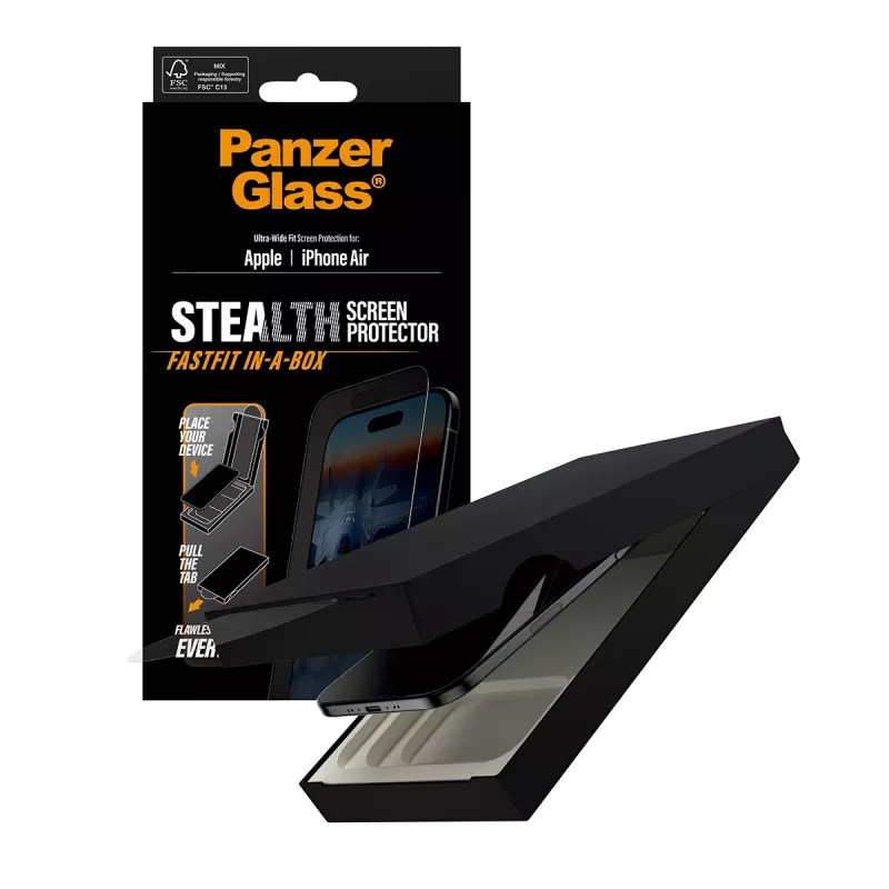 PanzerGlass ® Stealth ochranná fólia displeja iPhone Air | Ultra-Wide Fit s FASTFIT IN-A-BOX