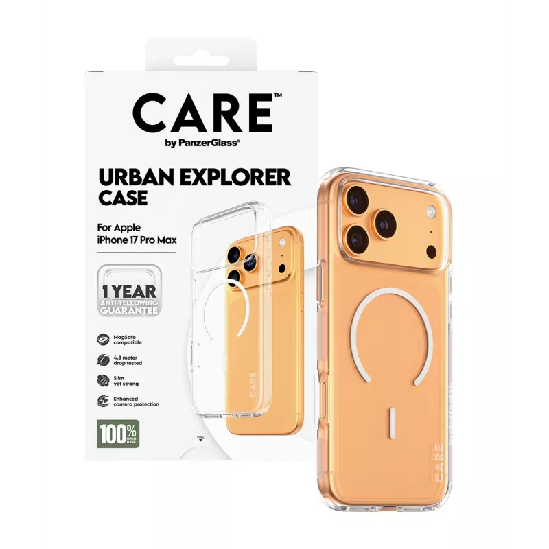 Puzdro PanzerGlass CARE by Flagship Case Transparent Urban Explorer White MagSafe iPhone 17 Pro Max