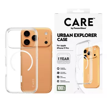 PanzerGlass CARE™ by ® Urban Explorer Case transparentné s bielou MagSafe iPhone 17 Pro