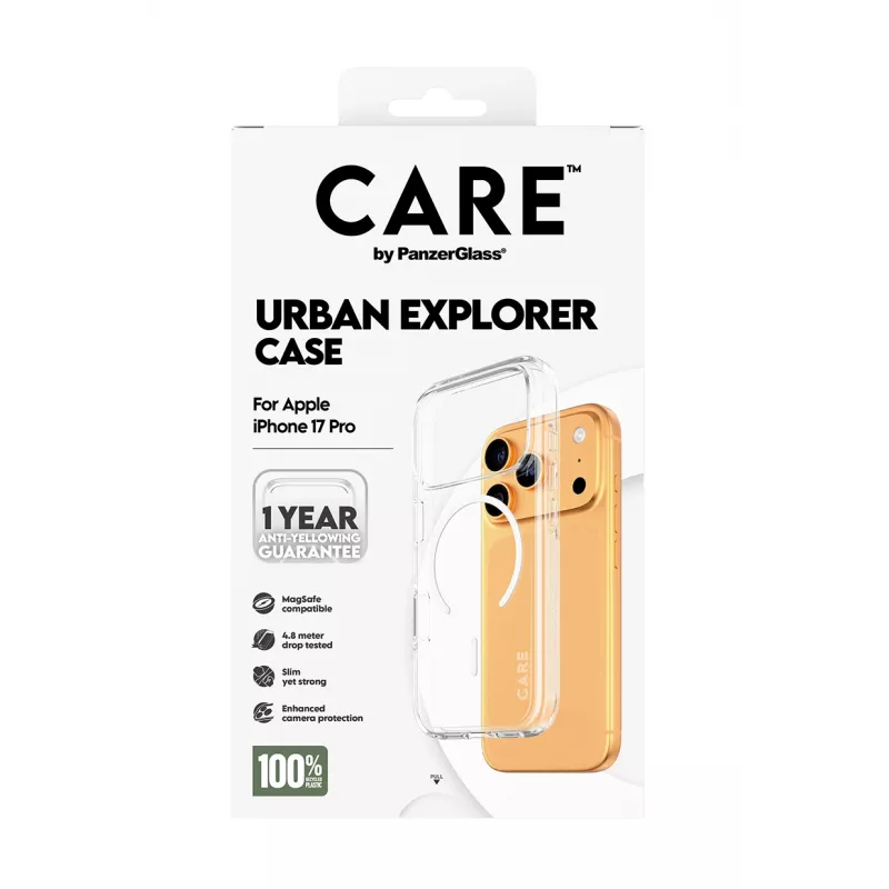 PanzerGlass CARE™ by ® Urban Explorer Case transparentné s bielou MagSafe iPhone 17 Pro
