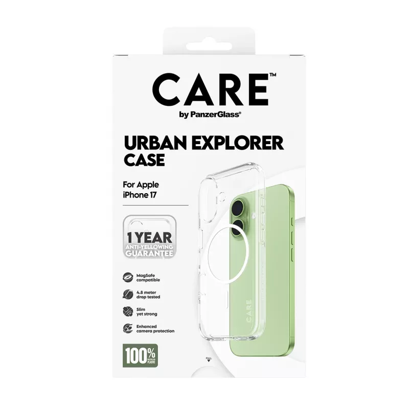 PanzerGlass CARE™ by ® Urban Explorer Case transparentné s bielou MagSafe iPhone 17