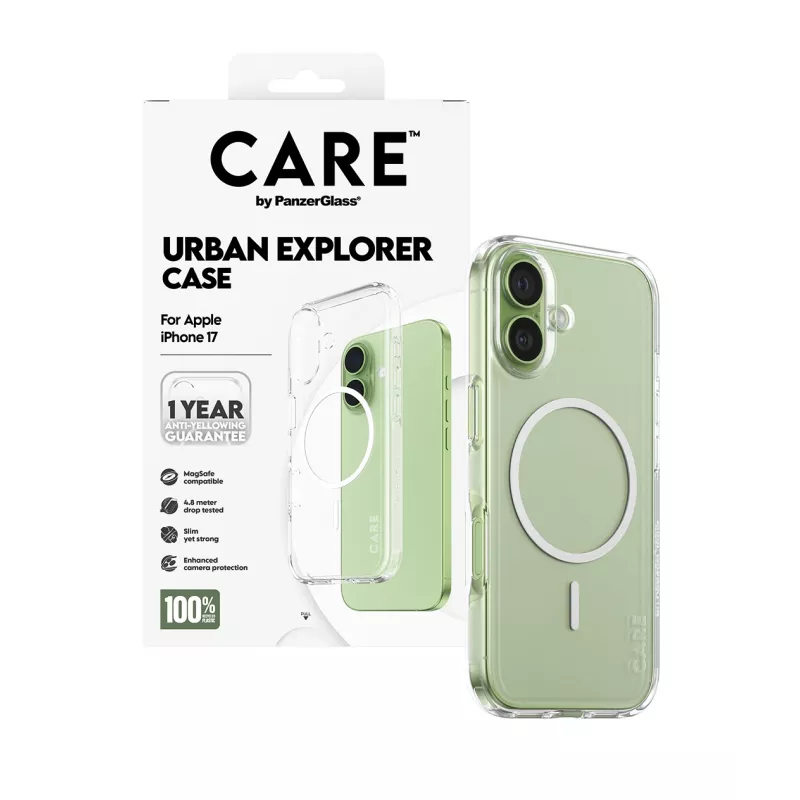 PanzerGlass CARE™ by ® Urban Explorer Case transparentné s bielou MagSafe iPhone 17