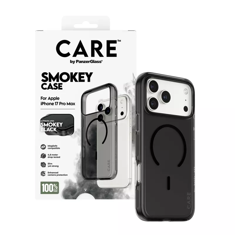 PanzerGlass CARE™ by ® Urban Explorer Case Smokey s čiernou MagSafe iPhone 17 Pro Max