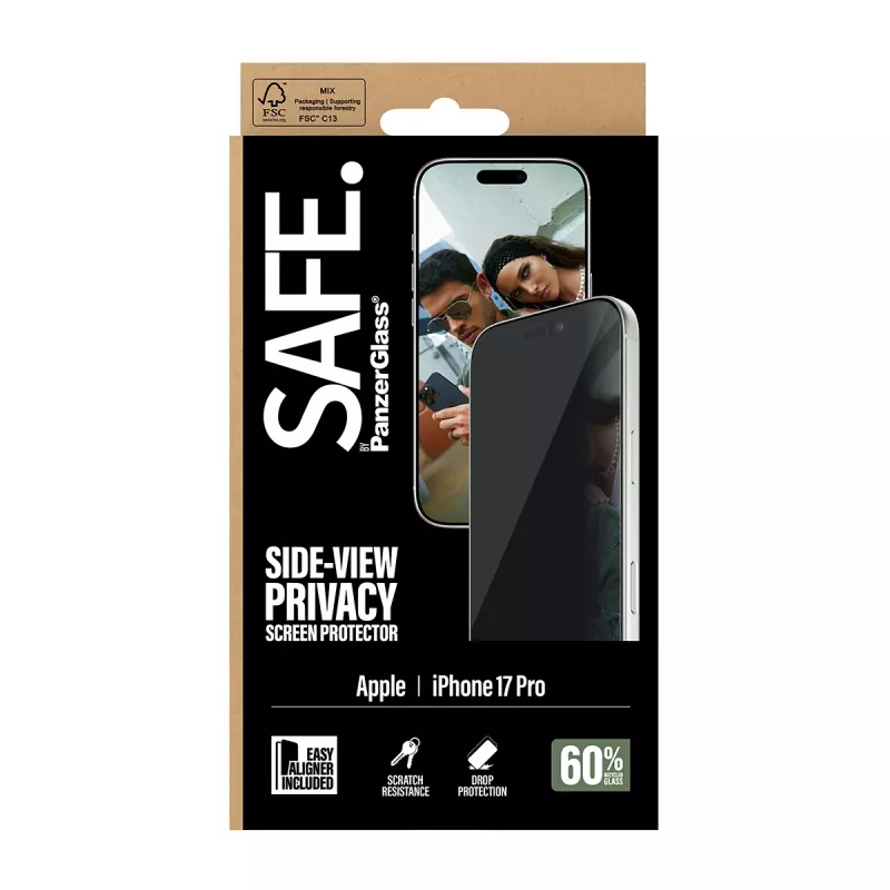 PanzerGlass SAFE. by ® 2-way ochrana súkromia displeja iPhone 17 Pro | Ultra-Wide Fit s EasyAligner