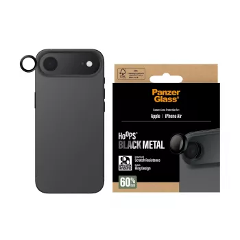 Ochrana šošovky fotoaparátu PanzerGlass Hoops pre iPhone Air — tvrdené sklo, čierne, odolné proti poškriabaniu a nárazom