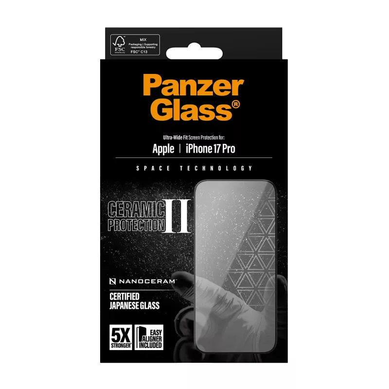 PanzerGlass® Ceramic II ochrana displeja iPhone 17 Pro | Ultra-Wide Fit s EasyAligner