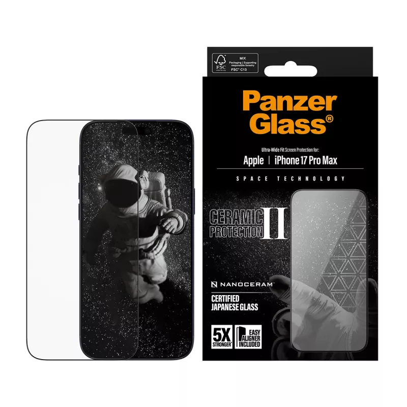 PanzerGlass ® Ceramic II ochrana displeja iPhone 17 Pro Max | Ultra-Wide Fit s EasyAligner