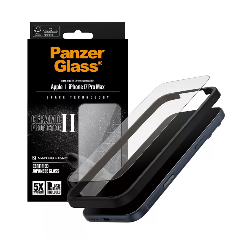PanzerGlass ® Ceramic II ochrana displeja iPhone 17 Pro Max | Ultra-Wide Fit s EasyAligner