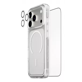 Sada ochrany obrazovky PanzerGlass CARE 3-in-1 Flagship Explorer pre iPhone 17 Pro – tvrdené sklo, PET, silikón, transparentné