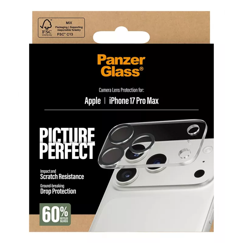 Ochrana šošovky fotoaparátu PanzerGlass iPhone 17 Pro Max odolná proti poškriabaniu a nárazom