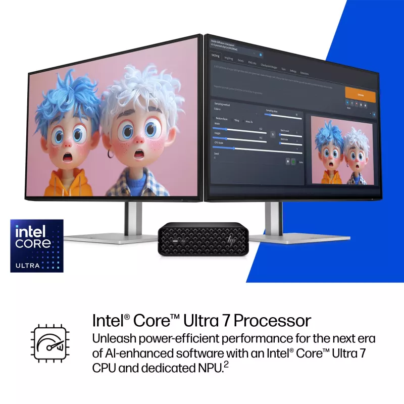 HP Z2 G1i Intel Core Ultra 7 265 16 GB DDR5-SDRAM 512 GB SSD NVIDIA RTX A400 Windows 11 Pro Mini PC Workstation AI Workstation, AI PC čierna