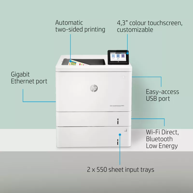 HP Color LaserJet Enterprise M555x, laser, farba, 1200 x 1200 DPI, A4, 38 str./min, obojstranná tlač
