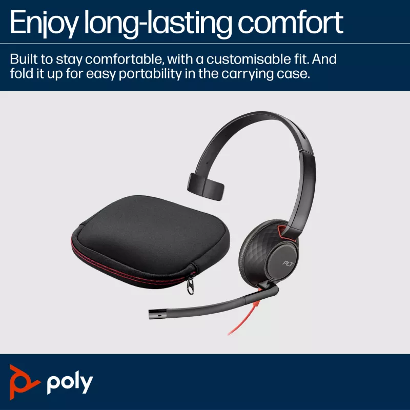 HP Poly Blackwire 5210 monaurálny USB-C headset +3.5mm konektor +USB-C/A adaptér (Bulk)