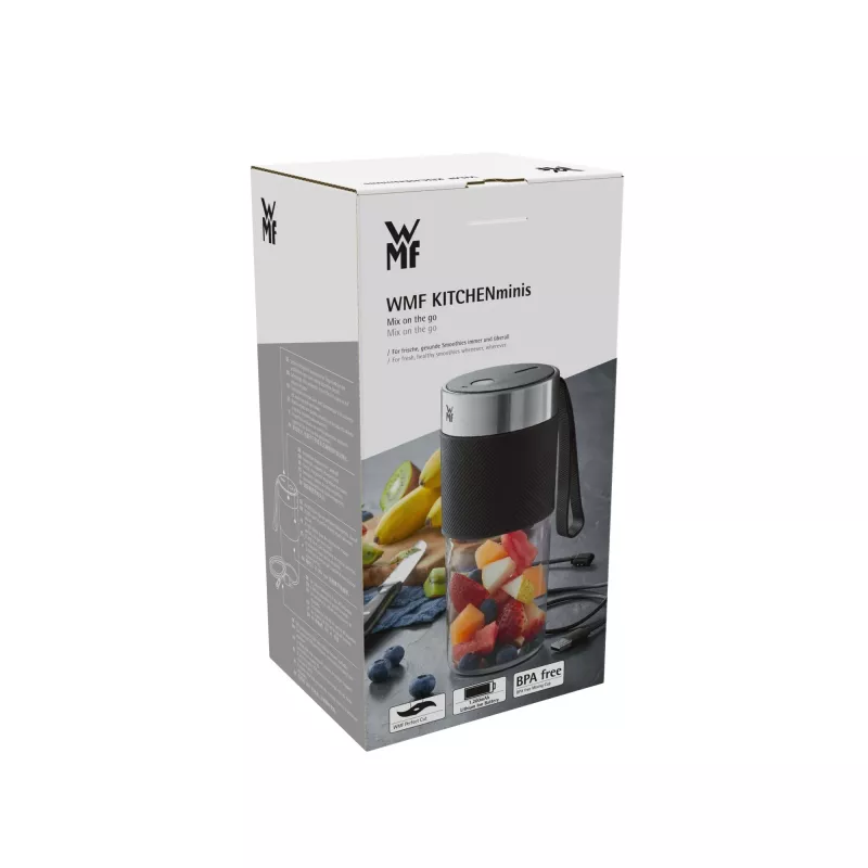 WMF KITCHENminis 0416700011 0,3 L stolový mixér 50 W čierny, nerezová oceľ, priehľadný