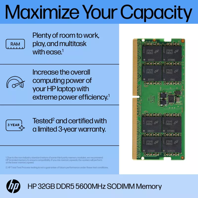 HP 32GB DDR5 5600 SODIMM pamäť, 32 GB, DDR5, 5600 MHz, 262-Pin SO-DIMM