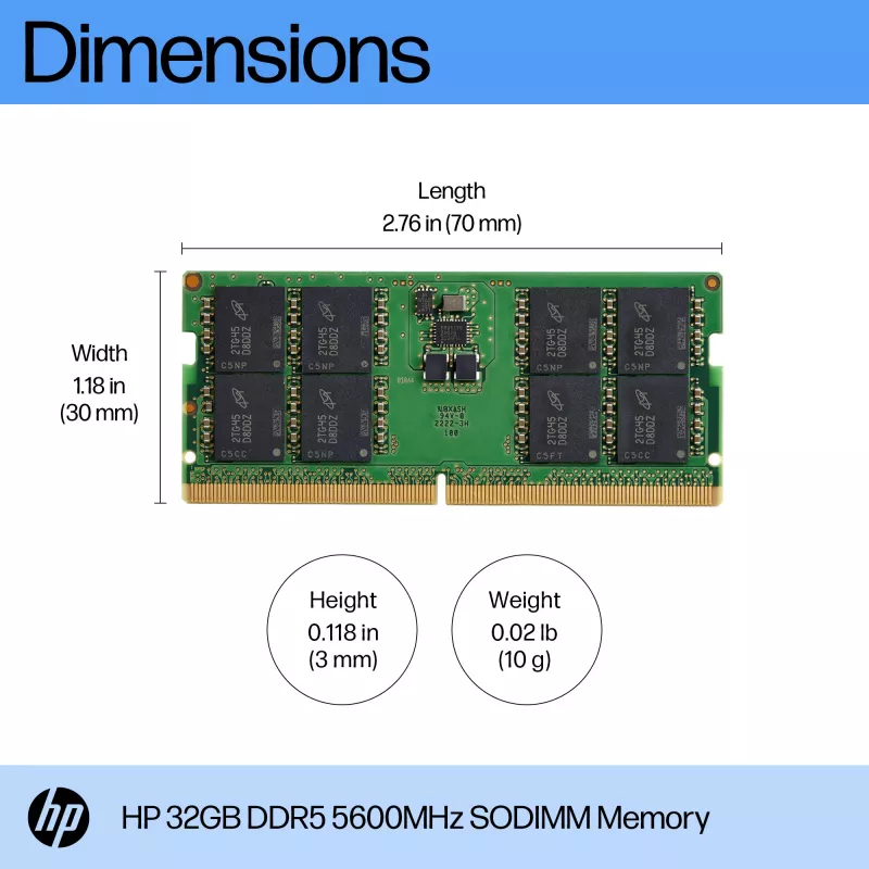 HP 32GB DDR5 5600 SODIMM pamäť, 32 GB, DDR5, 5600 MHz, 262-Pin SO-DIMM