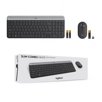 Logitech MK470 bezdrôtová klávesnica+myš, grafitová, myš v balení, QWERTY US, USB