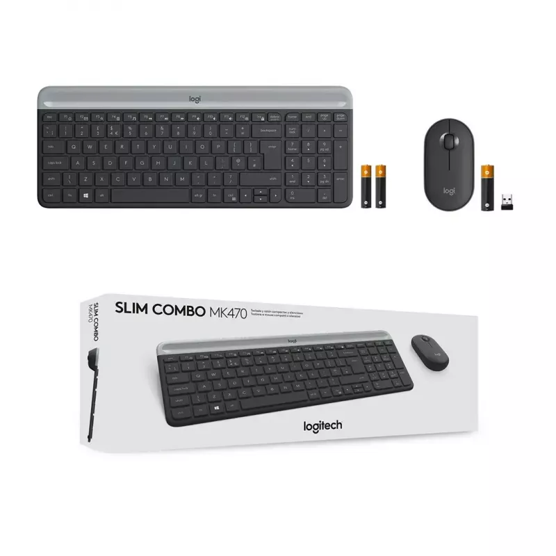 Logitech MK470 bezdrôtová klávesnica+myš, grafitová, myš v balení, QWERTY US, USB