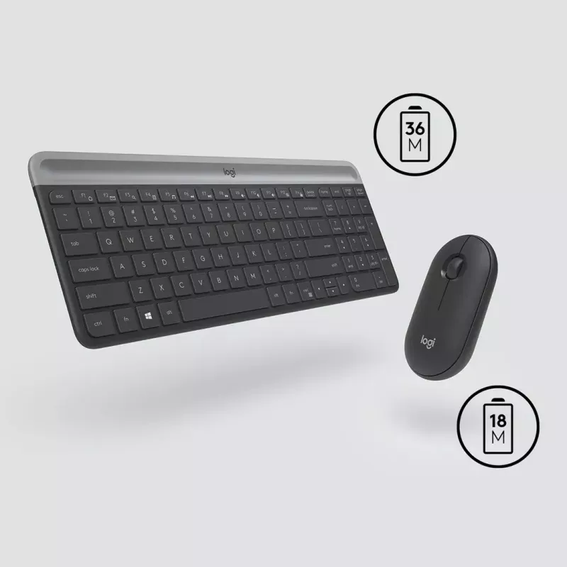 Logitech MK470 bezdrôtová klávesnica+myš, grafitová, myš v balení, QWERTY US, USB