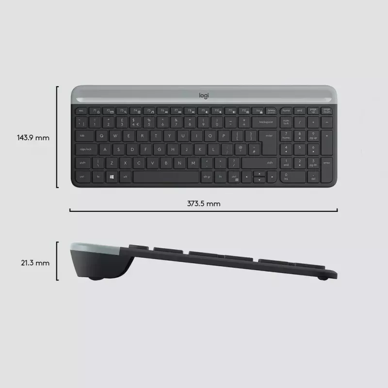 Logitech MK470 bezdrôtová klávesnica+myš, grafitová, myš v balení, QWERTY US, USB
