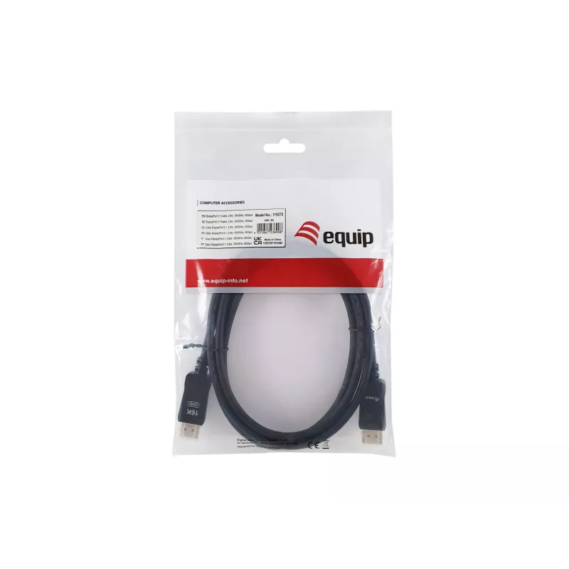 Equip 119272 kábel DisplayPort 2.1, samec/samec, 2 m, 16K/60Hz, 40 Gbps, HDCP