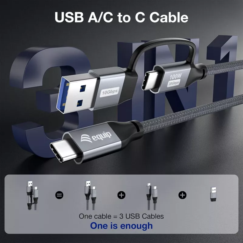 Equip 128431 USB kábel USB 3.2 Gen 2x2 1 m USB A/USB C USB C čierny