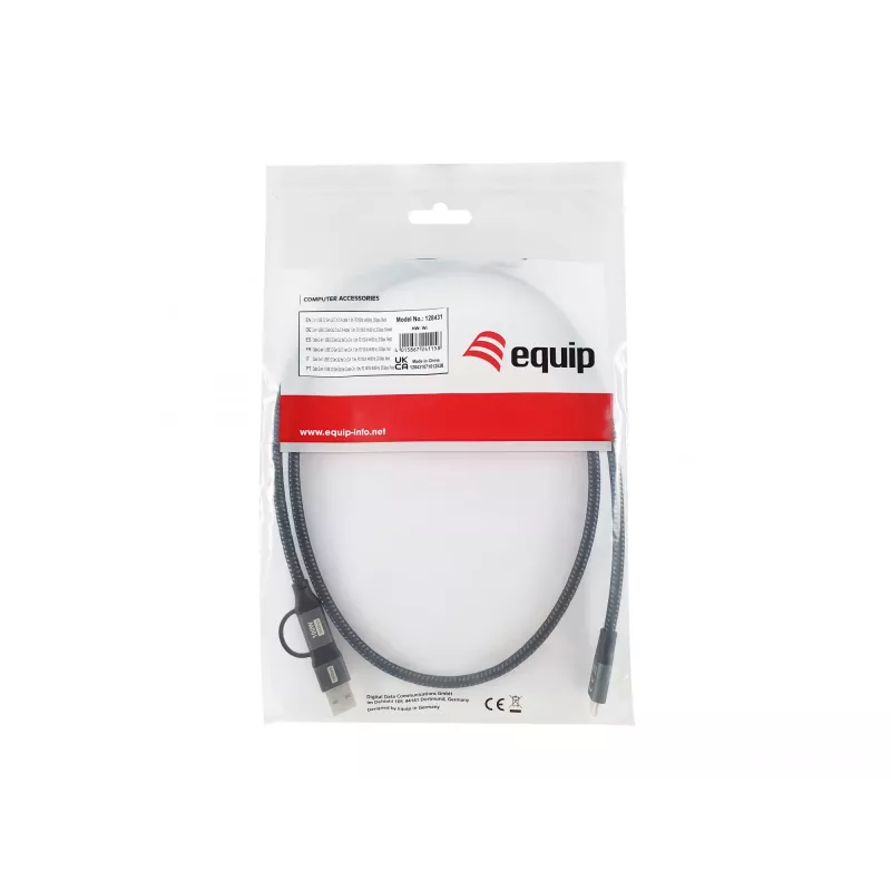 Equip 128431 USB kábel USB 3.2 Gen 2x2 1 m USB A/USB C USB C čierny