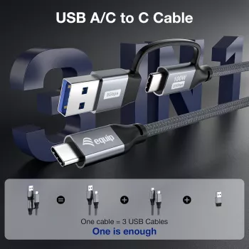 Equip 128433 USB kábel USB 3.2 Gen 2x2 3 m USB A/USB C USB C čierny