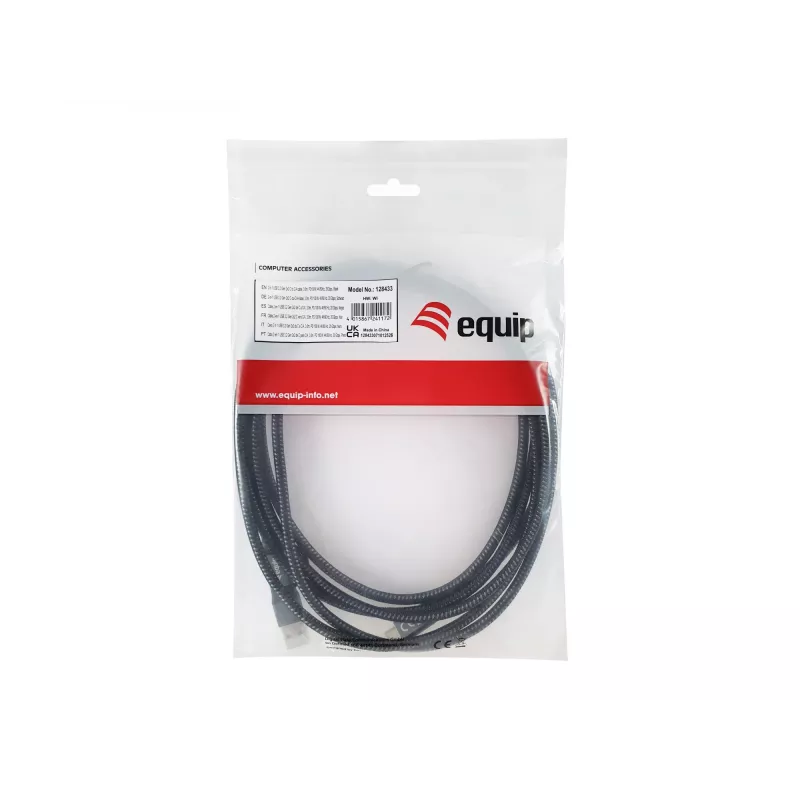 Equip 128433 USB kábel USB 3.2 Gen 2x2 3 m USB A/USB C USB C čierny