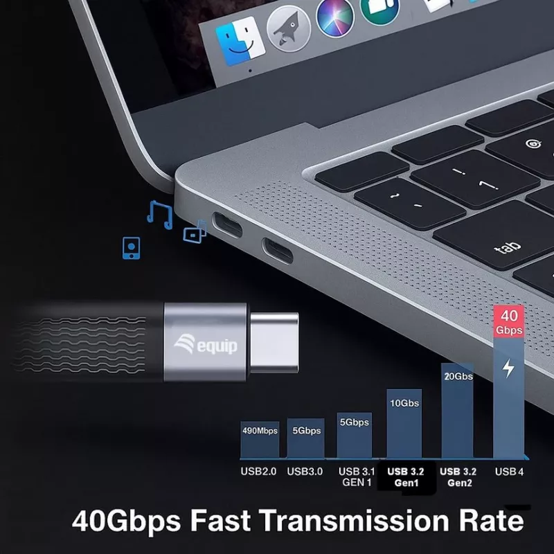 Equip 128410 USB kábel USB4 Gen 3x2 0,13 m USB C čierny