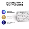 Kompaktná mini klávesnica Logitech Pebble Keys 2 K380s — RF Wireless + Bluetooth, QWERTY US International, biela