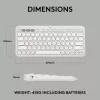 Kompaktná mini klávesnica Logitech Pebble Keys 2 K380s — RF Wireless + Bluetooth, QWERTY US International, biela
