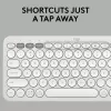 Kompaktná mini klávesnica Logitech Pebble Keys 2 K380s — RF Wireless + Bluetooth, QWERTY US International, biela