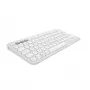 Kompaktná mini klávesnica Logitech Pebble Keys 2 K380s — RF Wireless + Bluetooth, QWERTY US International, biela
