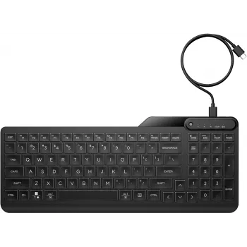 HP 405 Multi-Device podsvietená káblová klávesnica, plná veľkosť (100%), káblová, USB, membránová, QWERTY, čierna