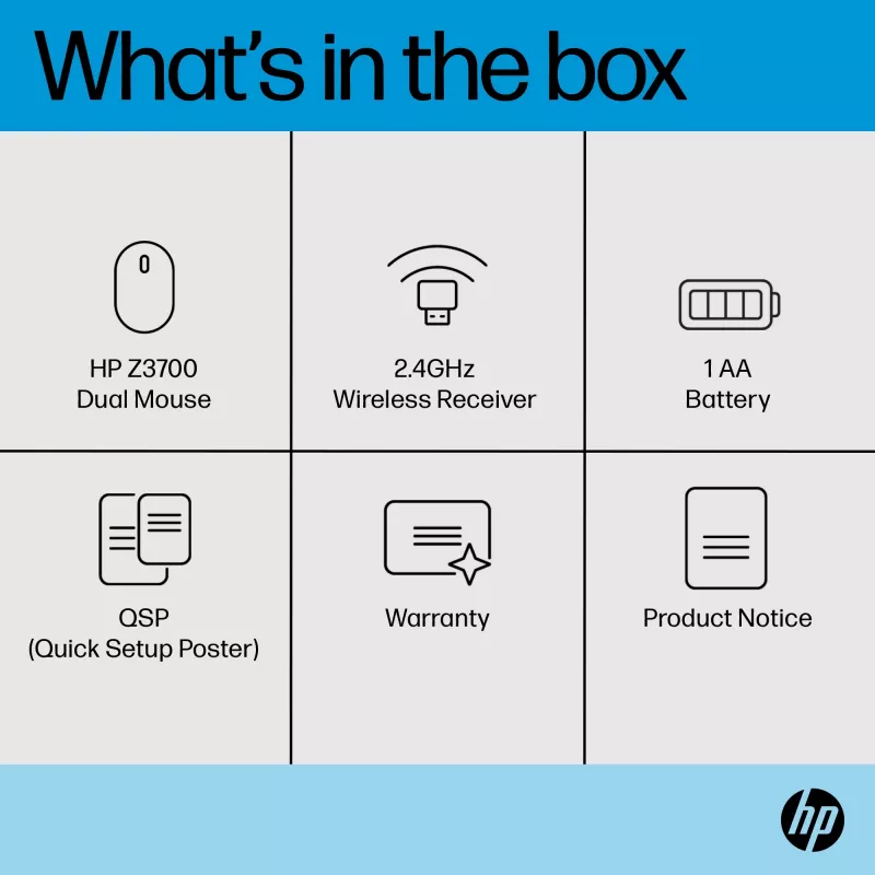HP Z3700 Dual Silver myš, obojručná, RF Wireless + Bluetooth, strieborná