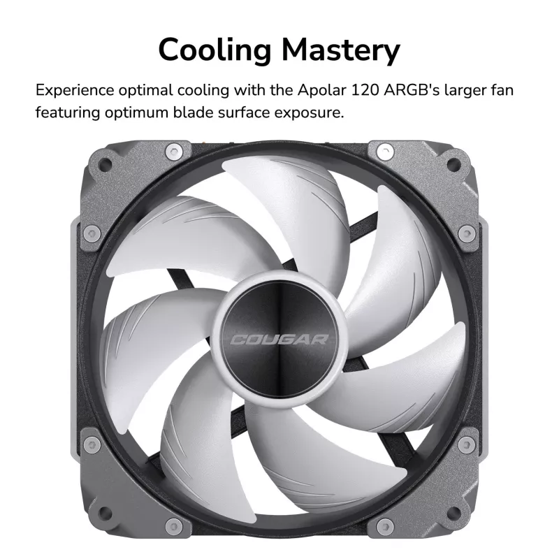 COUGAR skriňový ventilátor Apolar 120 ARGB, biely, ventilátor, 12 cm, biely