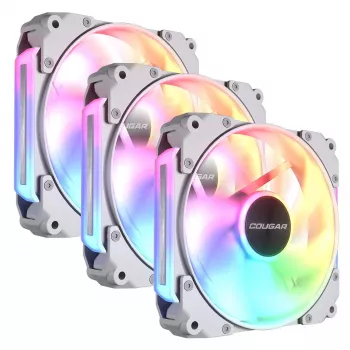 COUGAR skriňový ventilátor Apolar 120 ARGB, Reverse Blade, biela (balenie 3 ks)