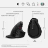 HP 920 Ergonomická bezdrôtová myš, pre pravákov, vertikálny dizajn, Bluetooth + USB Type-A, 4000 DPI, Čierna