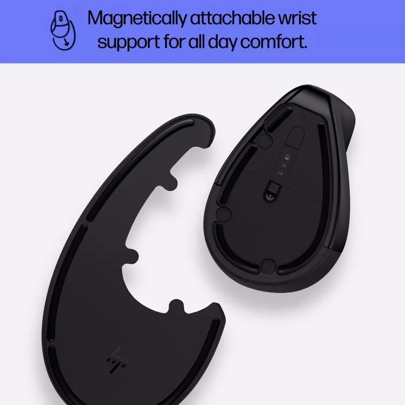 HP 920 Ergonomická bezdrôtová myš, pre pravákov, vertikálny dizajn, Bluetooth + USB Type-A, 4000 DPI, Čierna
